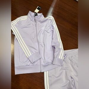 Adidas Light Purple Track Suit with White Stripes Lavender